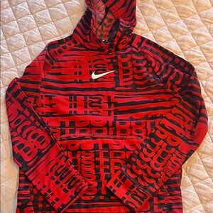 Nike Red and Black Striped Hoodie